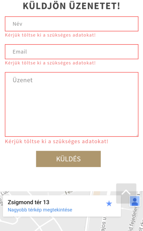 Az egyértelmű hibaüzenetek segítik a felhasználót az egyszerű adatfelvitelben