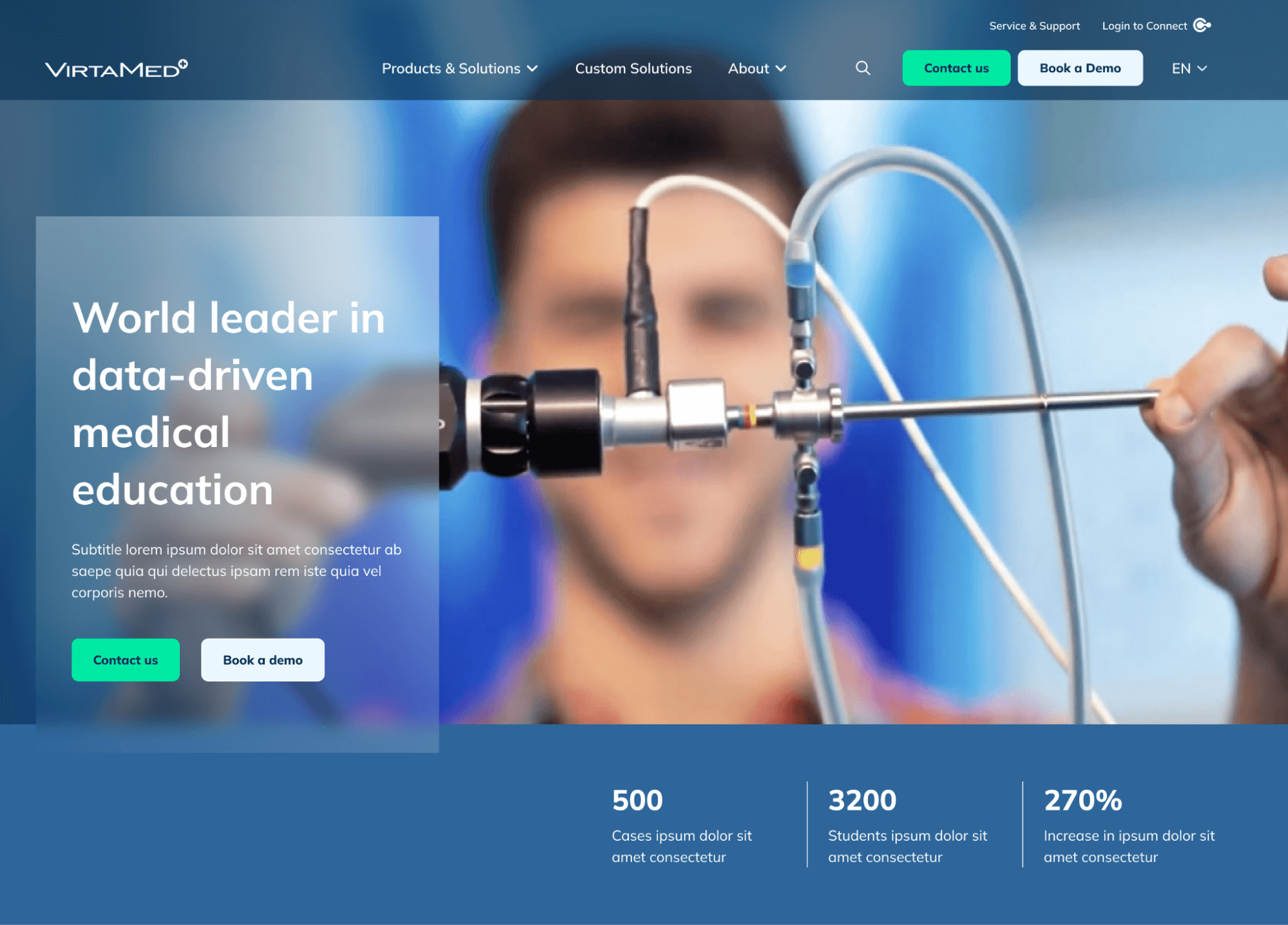 Üvegmorfizmus az Ergomania által tervezett VirtaMed website-on, 2024