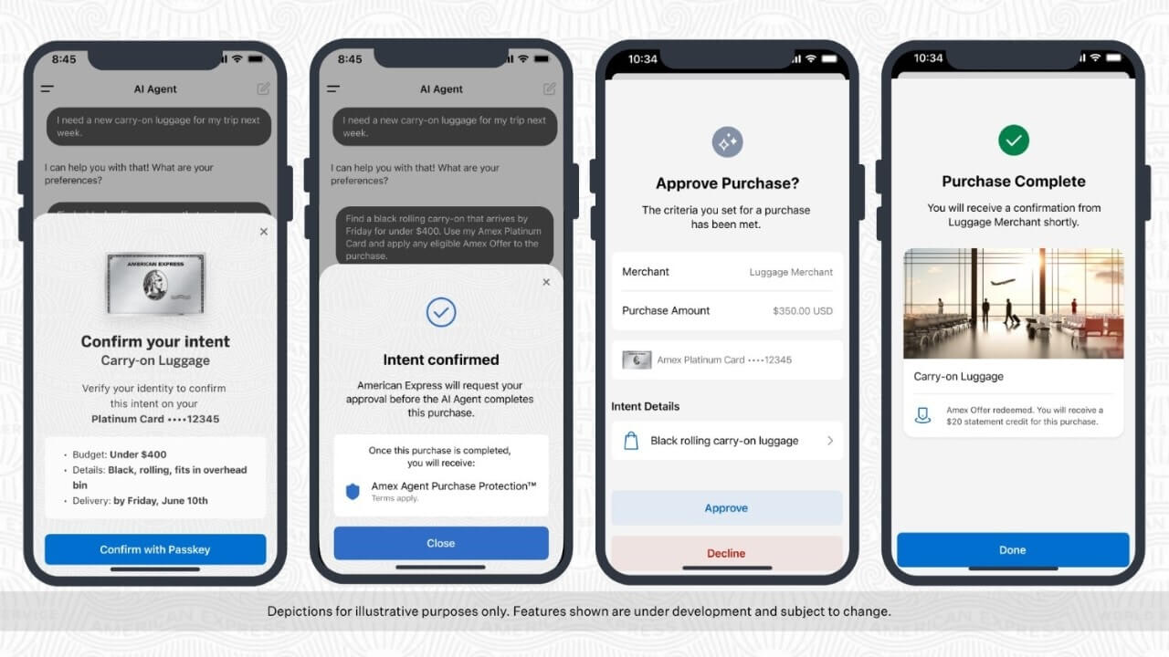 Mockup az Amex új agentic képességeiről
